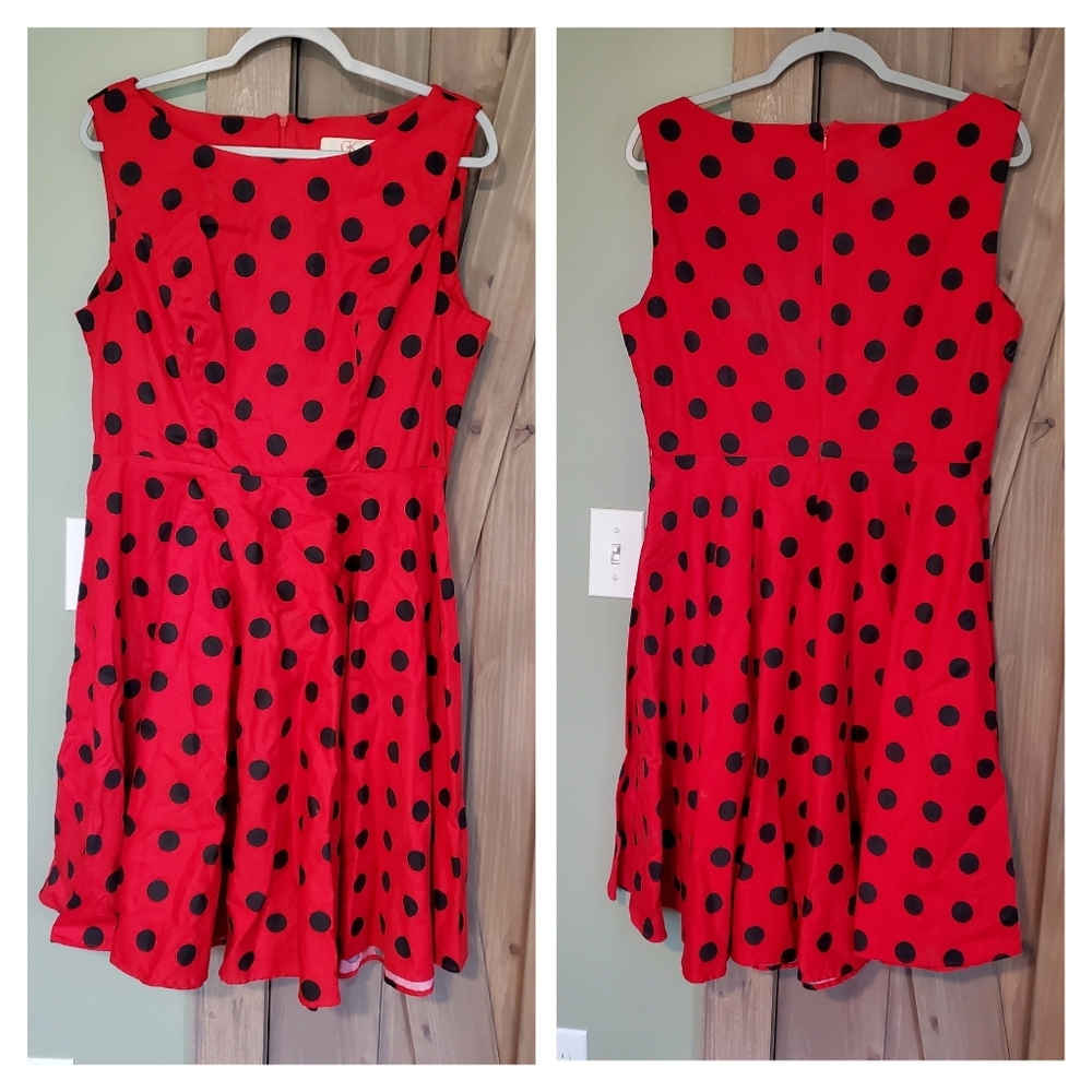 Retro Red Fit & Flare Polka Dot Midi Dress
